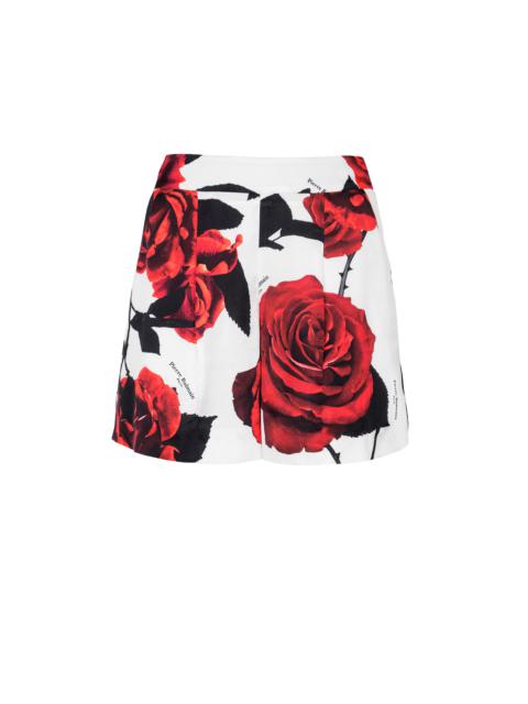 Satin shorts with Red Roses print