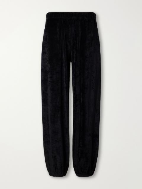 SUZIE KONDI Paxos velour tapered track pants Black