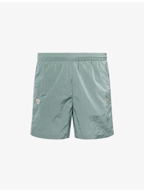 Les Deux Logo-Embroidered Shiny Crisp Woven Shorts