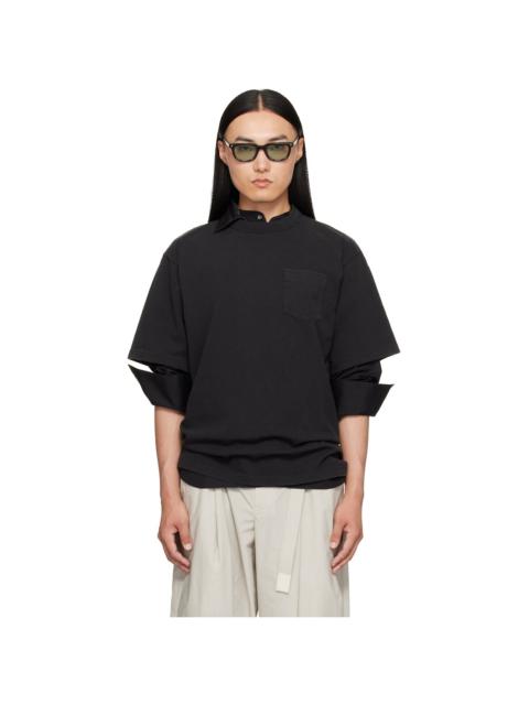 sacai Black Cotton Jersey T-shirt