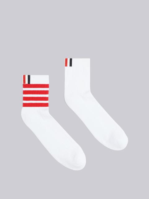 Thom Browne White Cotton Ankle Red 4-Bar Socks