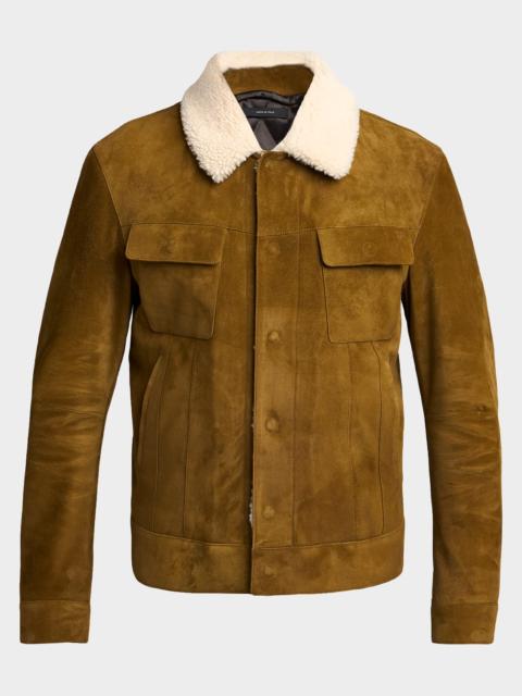 TOM FORD Men's Suede Shearling-Collar Bomber Jacket