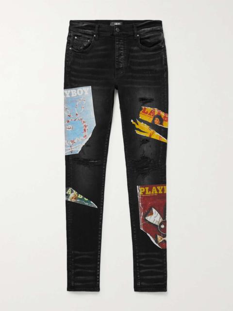 AMIRI Skinny-Fit Distressed Printed Jeans