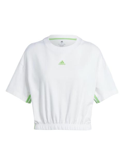 (WMNS) adidas Dance 3-Stripes Crop Tee 'White Green' IM4977