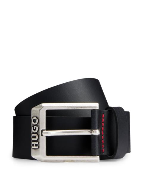 HUGO LOGO-BUCKLE BELT IN LEATHER