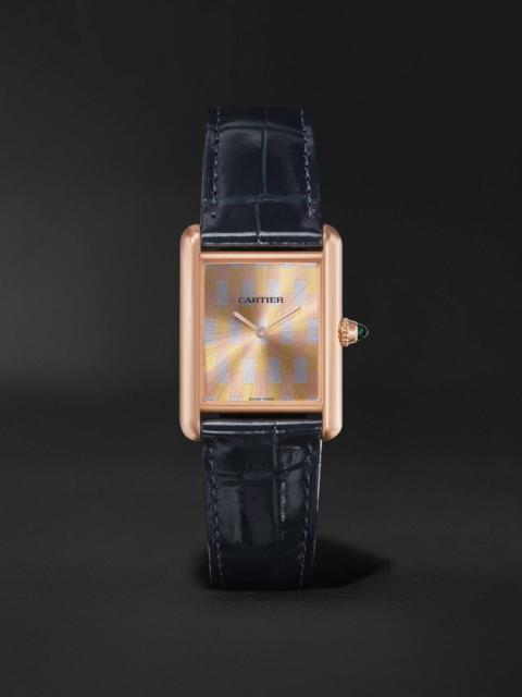 Cartier Tank Louis Hand-Wound 33.7mm Large 18-Karat Rose, Yellow and White Gold and Alligator Watch, Ref. No