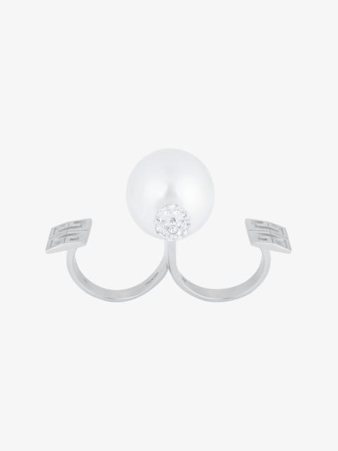 Givenchy 4G PEARL DOUBLE RING WITH CRYSTALS