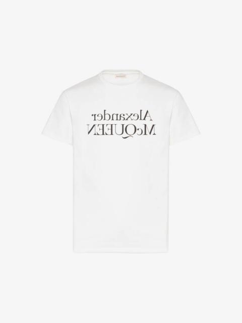 Alexander McQueen Men's Reflected Logo T-shirt in White/black