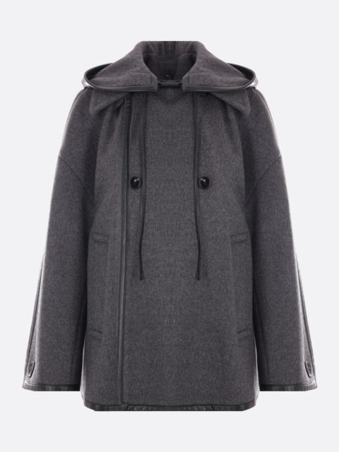 WOOL CAPE WITH NAPPA TRIMS