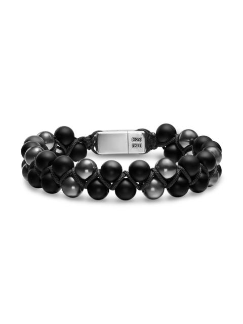 DAVID YURMAN Men's Spiritual Beads Two Row Woven Bracelet - Black Onyx Hematine