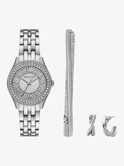 MICHAEL KORS Mini Harlowe Pavé Gold-Tone Watch and Jewelry Set