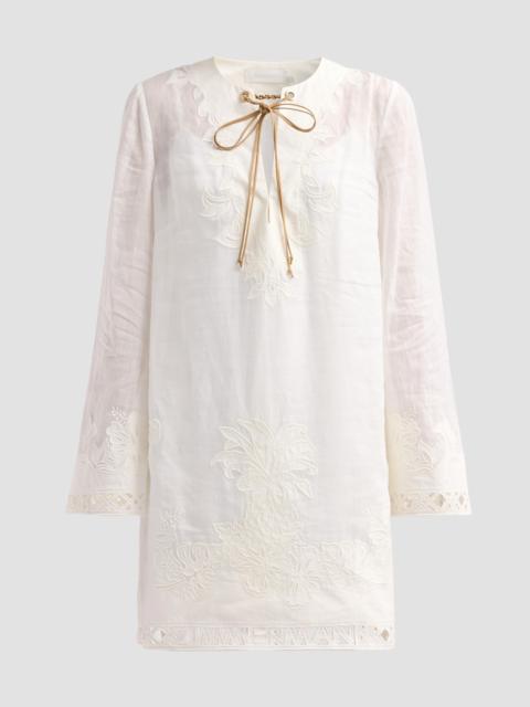 Zimmermann Women's Indra Embroidered Tunic Mini Dress - Ivory