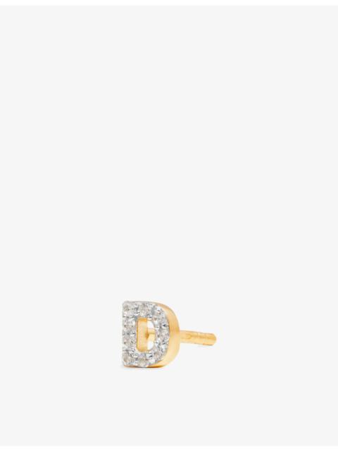 MISSOMA Initial D Pave Initial 18ct Gold Vermeil And Cubic Zirconia Single Stud Earring