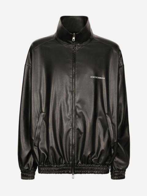 Faux leather bomber jacket