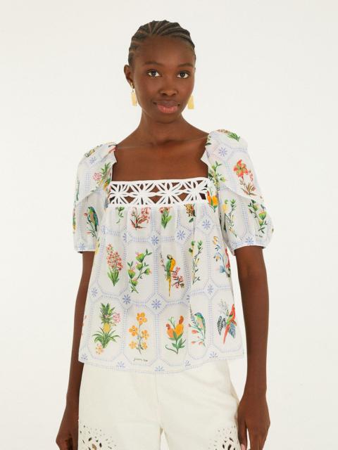 FARM RIO Off-White Tropical Porcelain Blouse