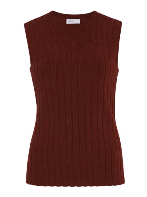 ROSETTA GETTY Ribbed Knit Sweater Vest brown
