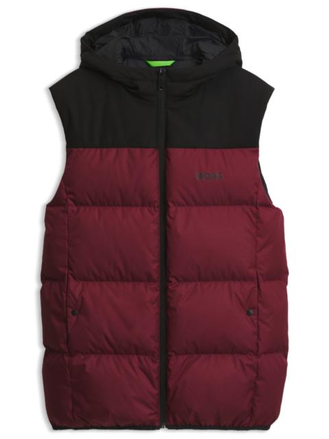BOSS WATER-REPELLENT HOODED VEST WITH DOWN FILLING