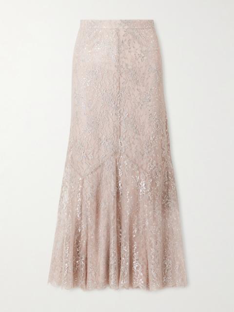 Erdem Paneled Metallic Lace Midi Skirt