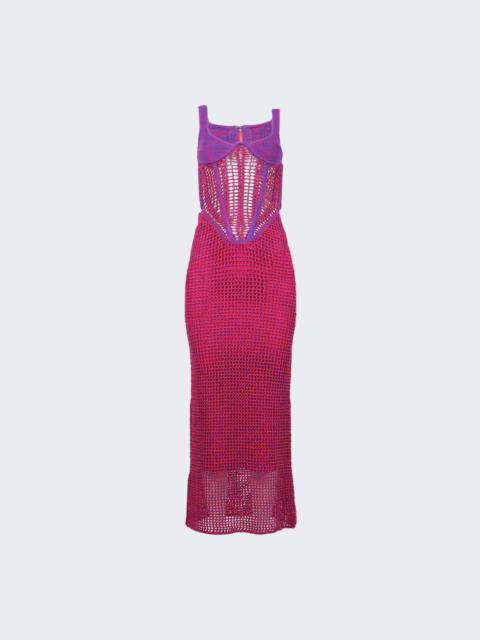 Dion Lee Marled Double Cup Corset Dress Fuchsia
