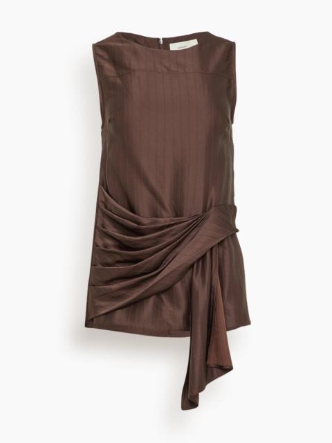 Loulou de Saison Fonda Draped Asymmetric Top in Dark Brown