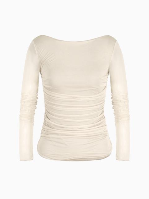 Draped chiffon jersey jumper