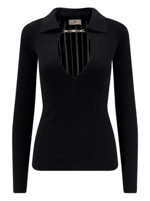 ELISABETTA FRANCHI ribbed-knit polo-neck top