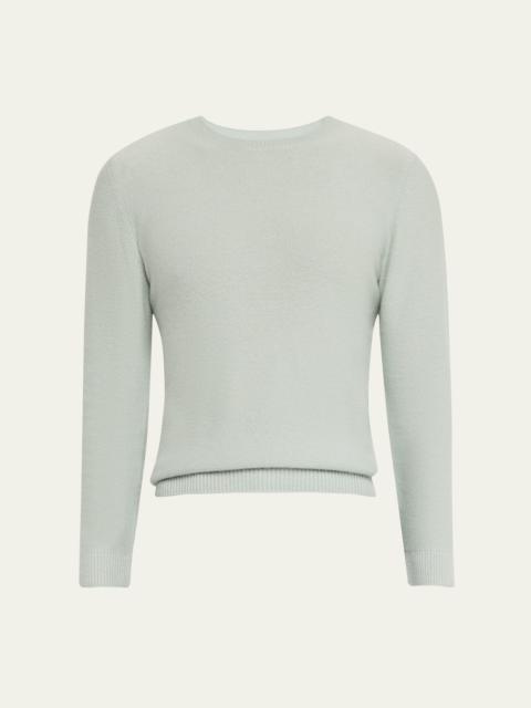 LE KASHA Men's Textured Cashmere Crewneck Sweater