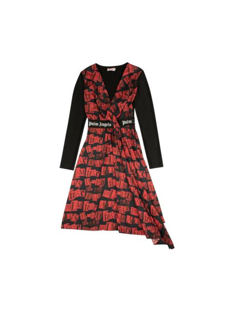 Palm Angels Palm Angels Ransom Print Midi Dress 'Red'