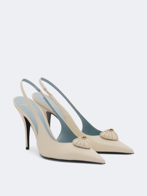 Valentino Cœur Royal leather slingback pumps