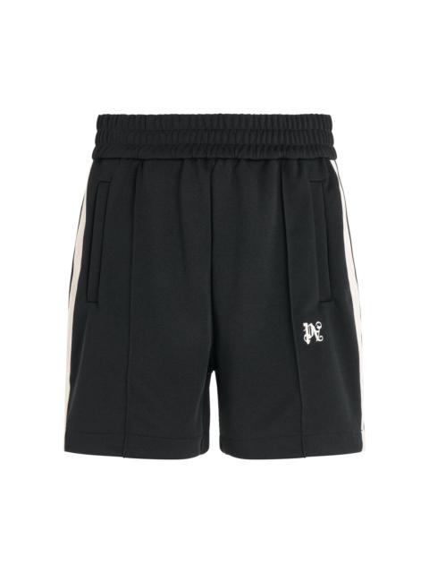 Palm Angels Monogram Track Shorts in Black/Butter