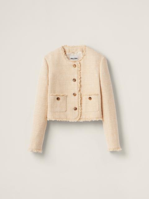 Miu Miu Single-breasted tweed jacket with embroidered logo