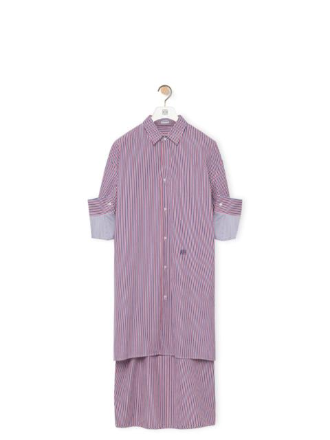 Turn-up shirt dress in striped cotton