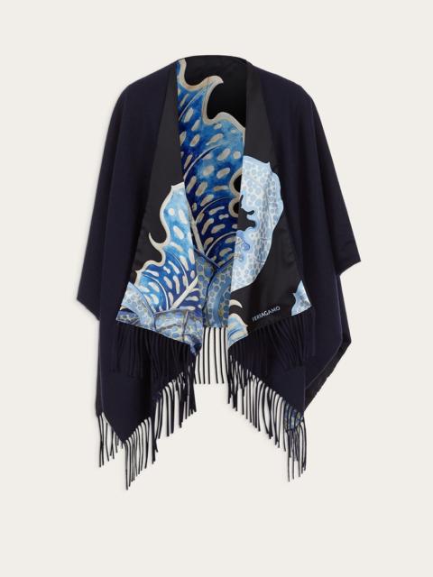FERRAGAMO FOLIAGE DOUBLE FACE PONCHO