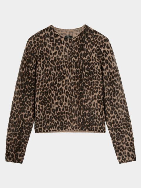Rails Sofia Leopard Print Wool-Cashmere Top