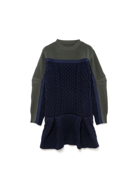 ■sacai■サカイ■Mixed Media Colorblock Wool Sweater Dress■ Sacai Mixed Media Colorblock Long Sleeve Wool Sweater Dress