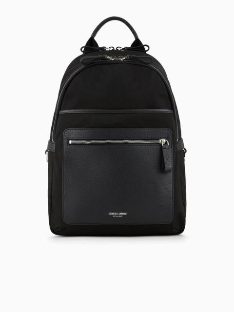 GIORGIO ARMANI Recycled-nylon and pebbled-leather backpack