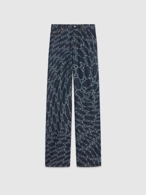 GUCCI Wavy GG laser print denim pant