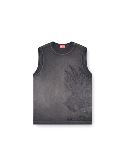 Diesel SLEEVELESS JERSEY TOP WITH EMBOSSED GRAPHICS