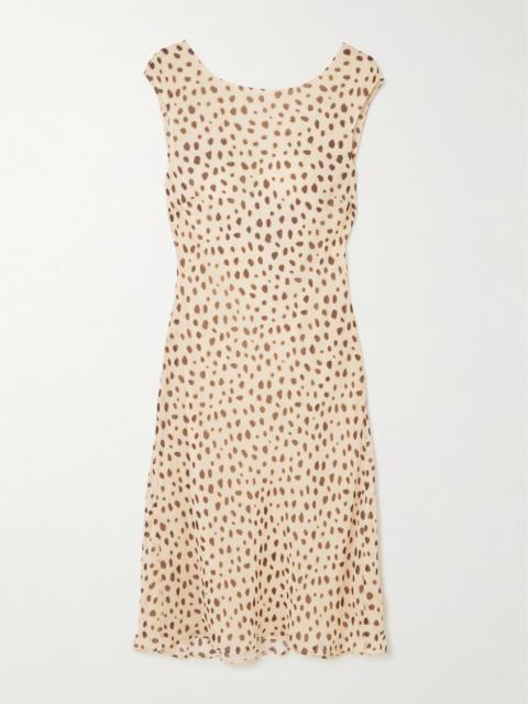 POSSE Leo cheetah-print silk-georgette mini dress Brown