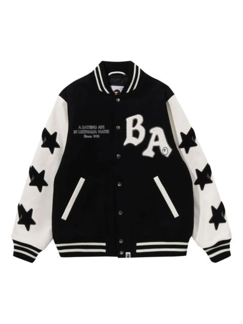 A BATHING APE® A Bathing Ape Relaxed Fit Varsity Jacket 'Black' 1I80-141-001-BLACK