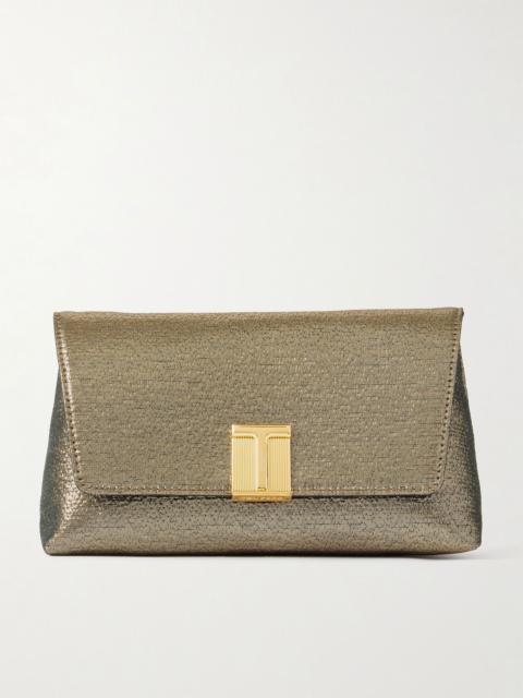 TOM FORD Textured-lamé clutch Gold