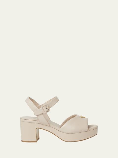 Prada Soft Nappa Ankle Strap Platform Sandals