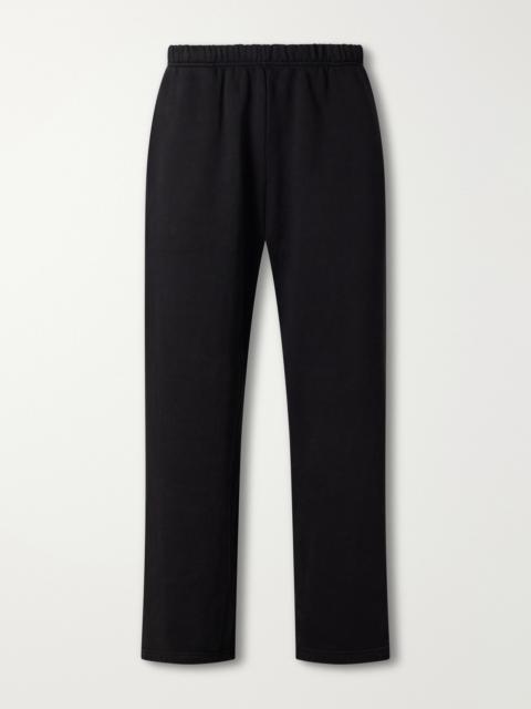 LES TIEN Party Wide-Leg Garment-Dyed Cotton-Fleece Sweatpants