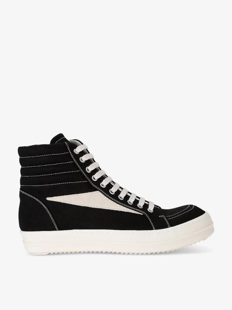 Vintage contrast-stitch canvas high-top trainers