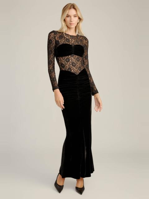 BARDOT Helenie Velour Lace Maxi Dress In Black