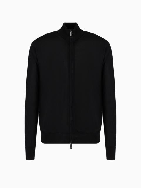 Virgin-wool full-zip cardigan