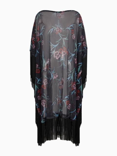 GIORGIO ARMANI Printed silk cape with fringes