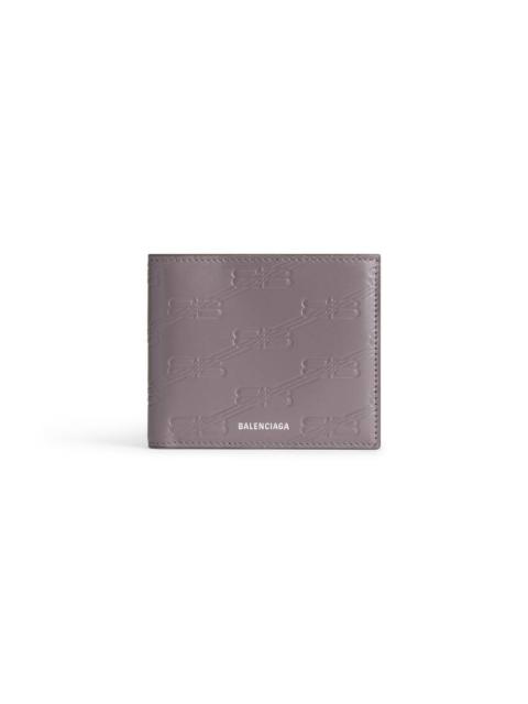 BALENCIAGA Men's Embossed Monogram Square Folded Wallet In Box  in Dark Grey