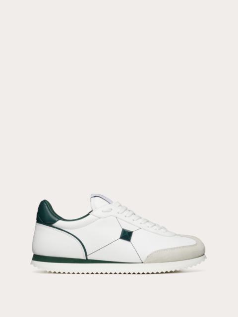 STUD AROUND LOW-TOP CALFSKIN AND NAPPA LEATHER SNEAKER