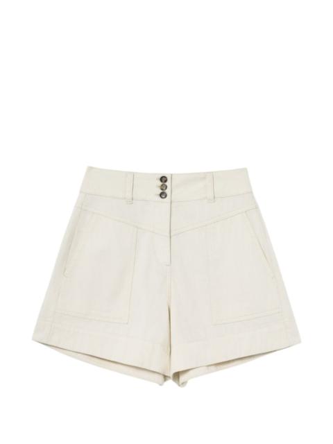 self-portrait button-detail denim shorts